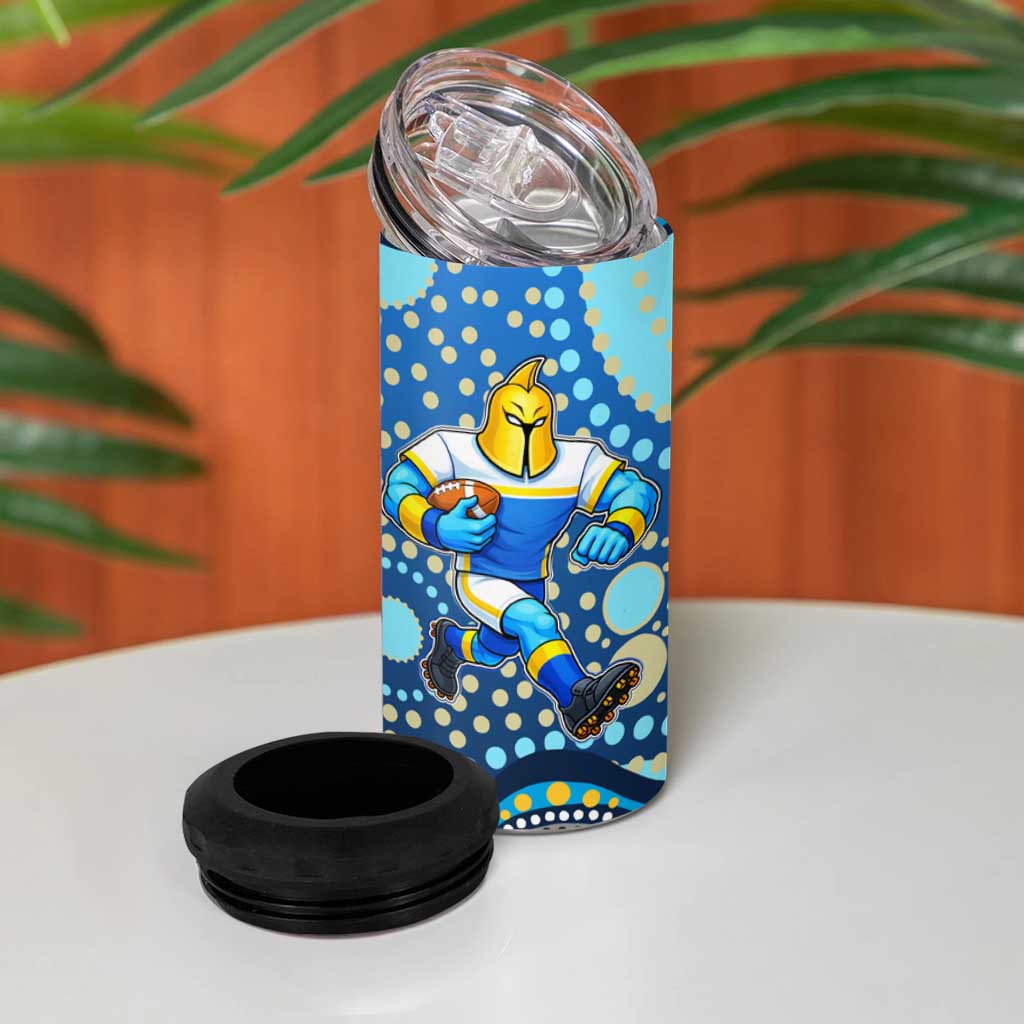 Gold Coast Titans 4 in 1 Can Cooler Tumbler Aboriginal Dot Pattern - Rugby Mascot Heritage Pride