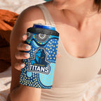 Gold Coast Titans 4 in 1 Can Cooler Tumbler Aboriginal Dot Pattern - Rugby Mascot Heritage Pride