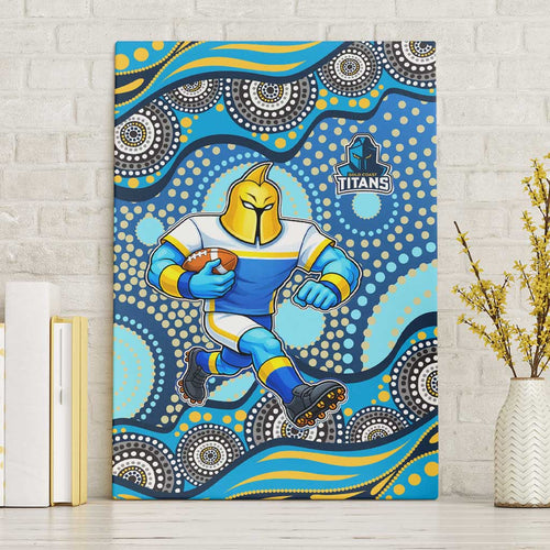 Gold Coast Titans Canvas Wall Art Aboriginal Dot Pattern - Rugby Mascot Heritage Pride