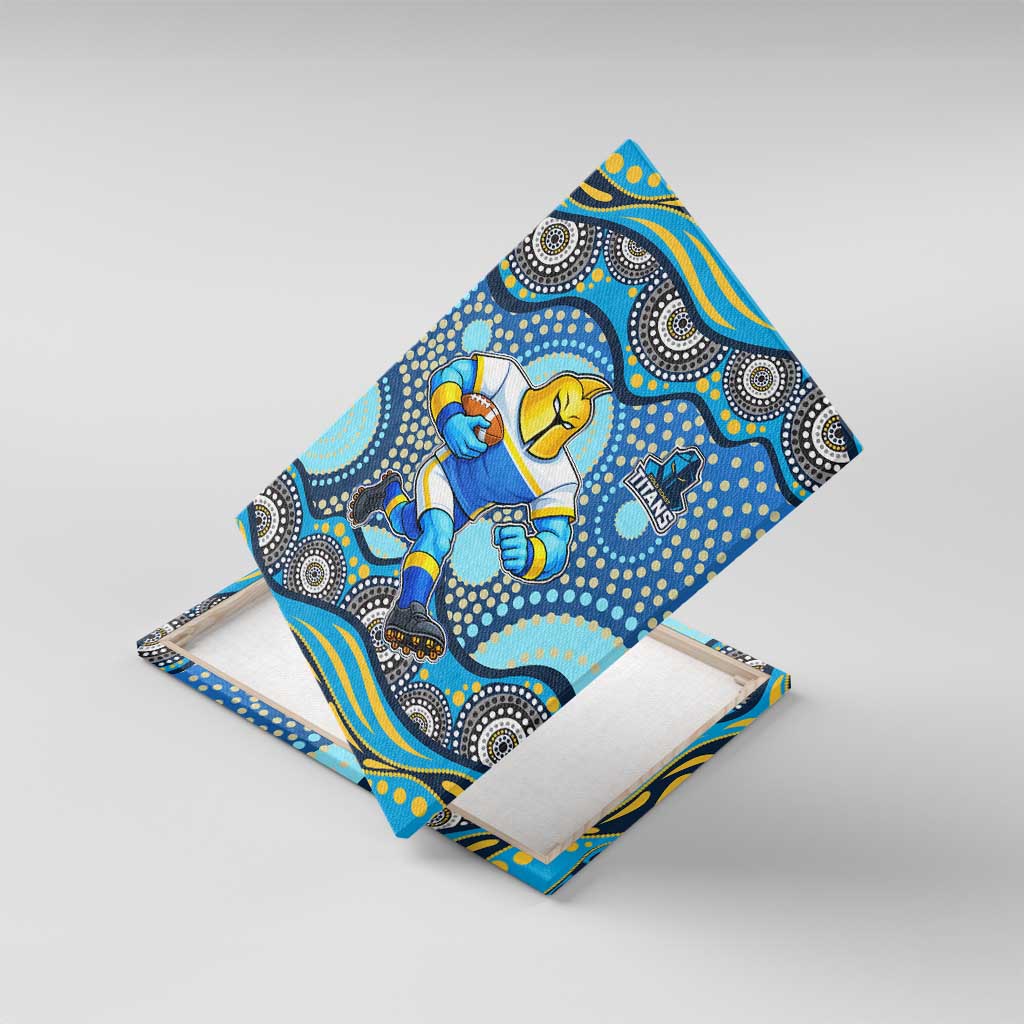 Gold Coast Titans Canvas Wall Art Aboriginal Dot Pattern - Rugby Mascot Heritage Pride