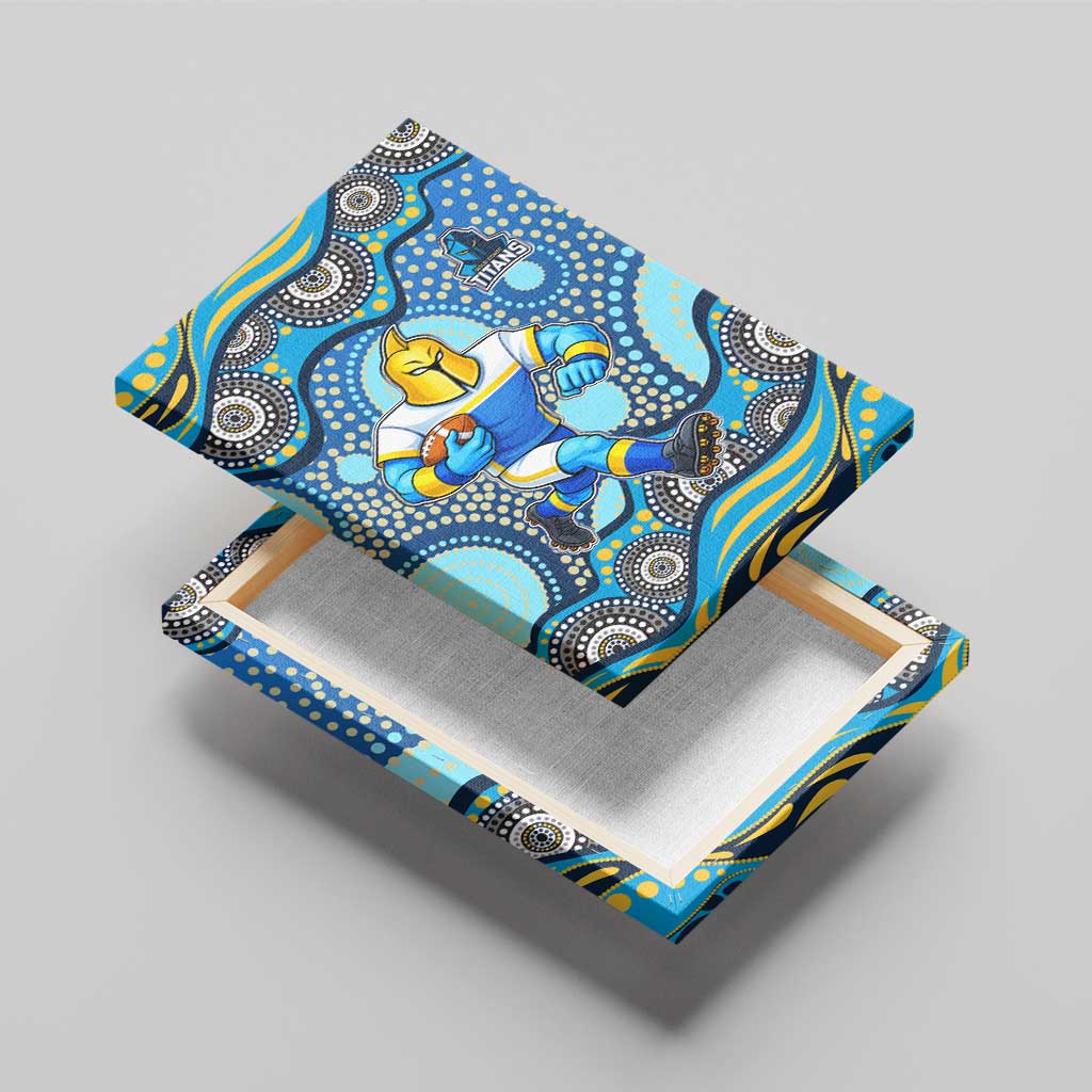 Gold Coast Titans Canvas Wall Art Aboriginal Dot Pattern - Rugby Mascot Heritage Pride