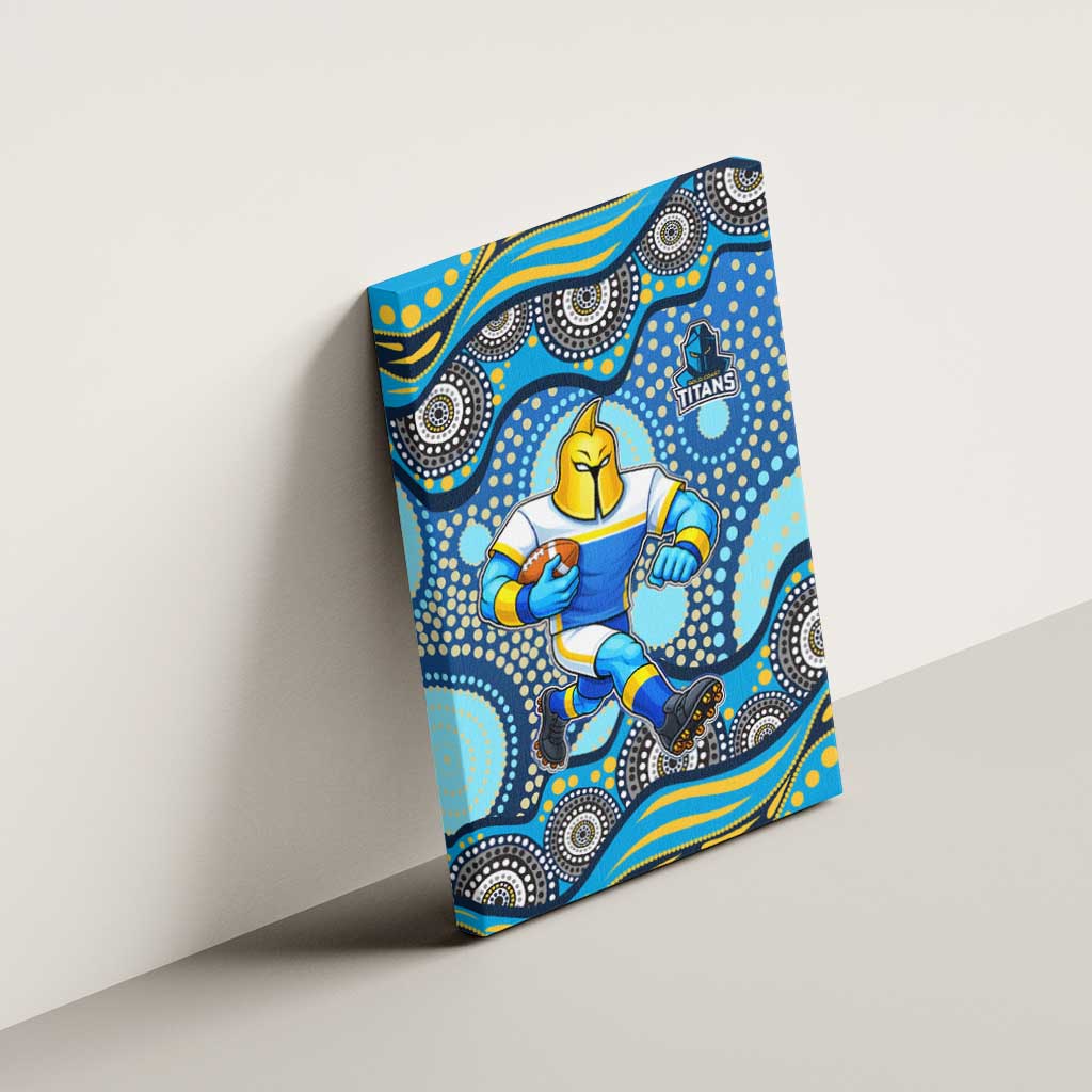Gold Coast Titans Canvas Wall Art Aboriginal Dot Pattern - Rugby Mascot Heritage Pride