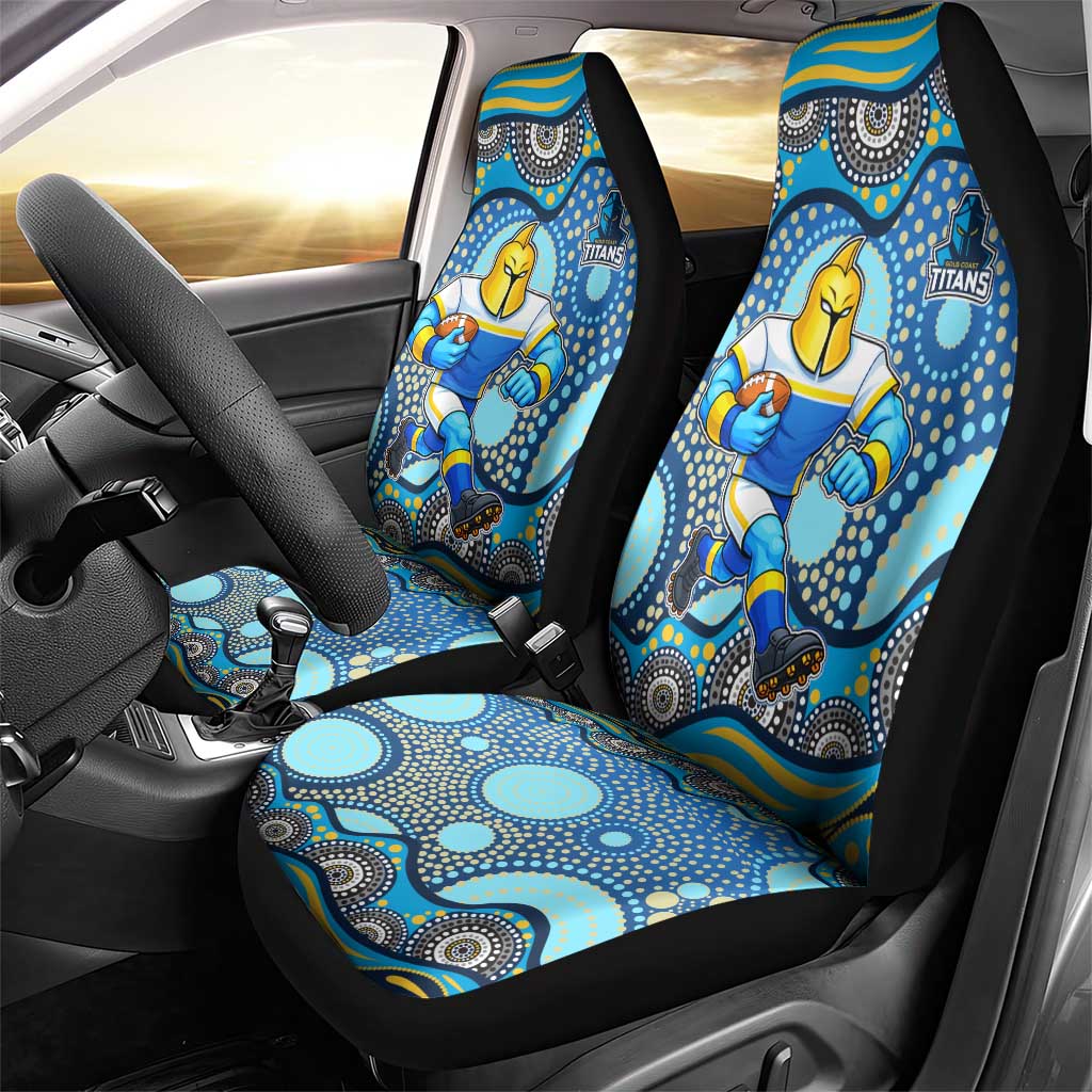 Gold Coast Titans Car Seat Cover Aboriginal Dot Pattern - Rugby Mascot Heritage Pride