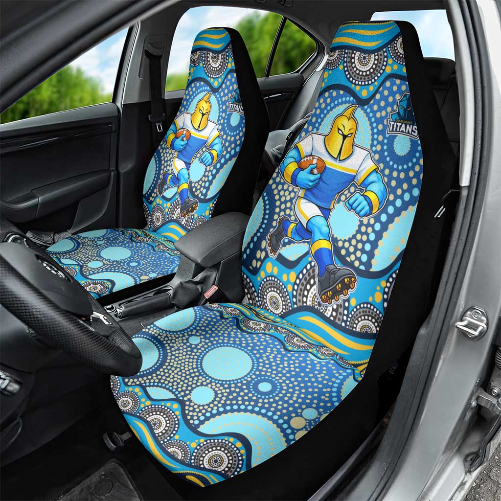 Gold Coast Titans Car Seat Cover Aboriginal Dot Pattern - Rugby Mascot Heritage Pride