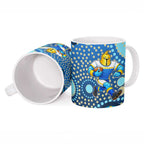 Gold Coast Titans Ceramic Mug Aboriginal Dot Pattern - Rugby Mascot Heritage Pride