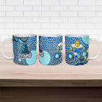 Gold Coast Titans Ceramic Mug Aboriginal Dot Pattern - Rugby Mascot Heritage Pride