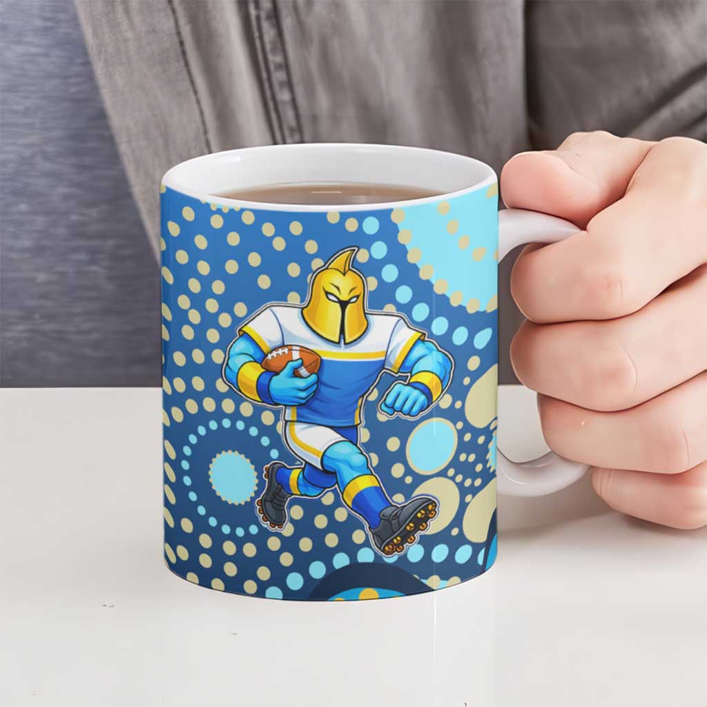 Gold Coast Titans Ceramic Mug Aboriginal Dot Pattern - Rugby Mascot Heritage Pride