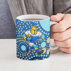 Gold Coast Titans Ceramic Mug Aboriginal Dot Pattern - Rugby Mascot Heritage Pride