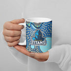 Gold Coast Titans Ceramic Mug Aboriginal Dot Pattern - Rugby Mascot Heritage Pride