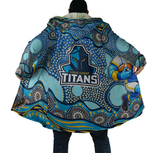 Gold Coast Titans Cloak Aboriginal Dot Pattern - Rugby Mascot Heritage Pride