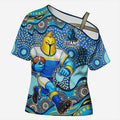 Gold Coast Titans Cross Shoulder Shirt Aboriginal Dot Pattern - Rugby Mascot Heritage Pride