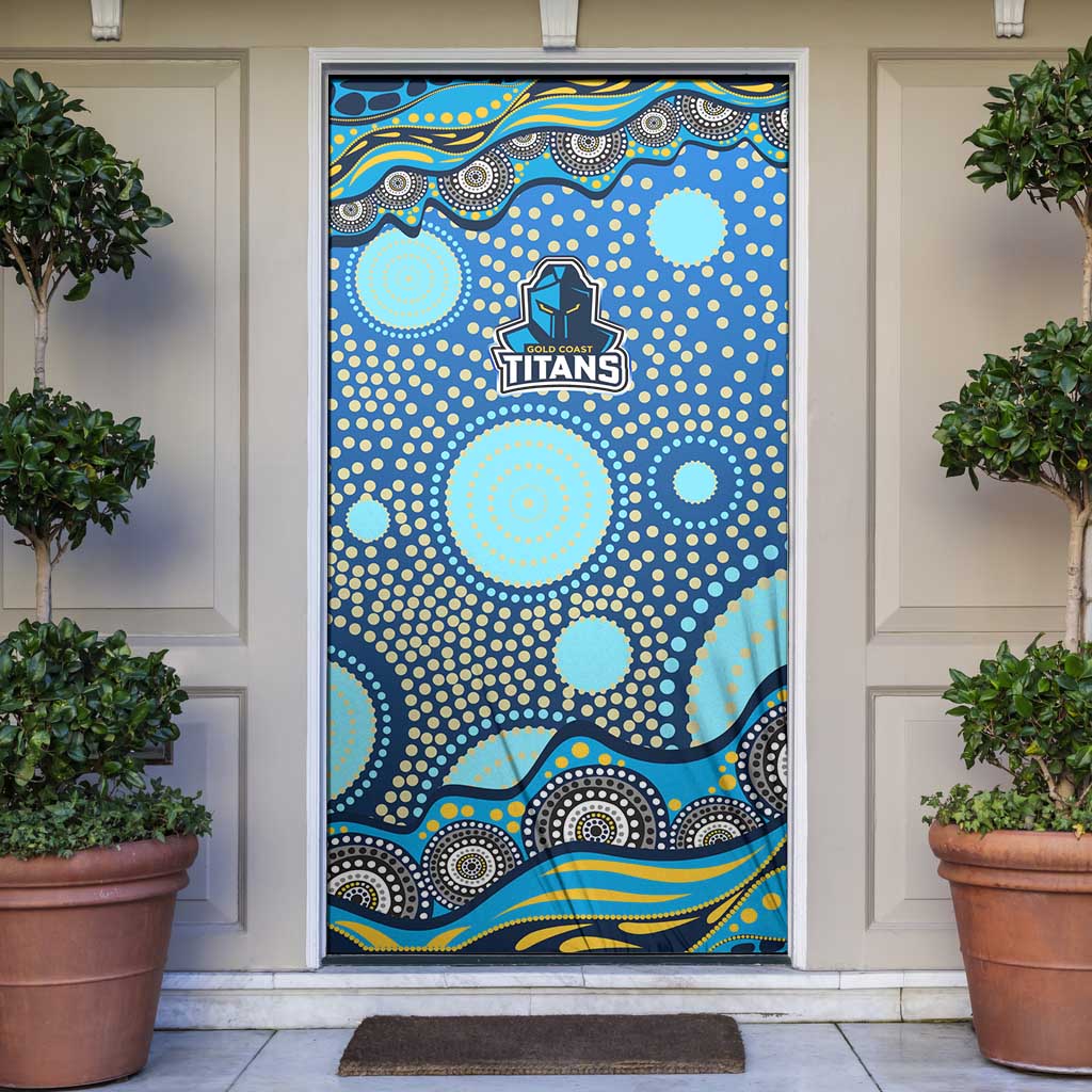 Gold Coast Titans Door Cover Aboriginal Dot Pattern - Rugby Mascot Heritage Pride