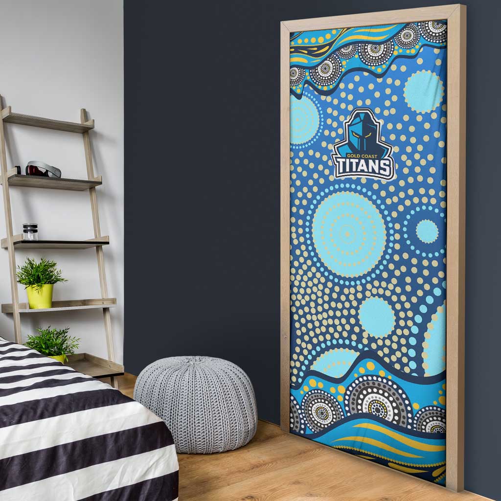 Gold Coast Titans Door Cover Aboriginal Dot Pattern - Rugby Mascot Heritage Pride