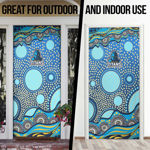 Gold Coast Titans Door Cover Aboriginal Dot Pattern - Rugby Mascot Heritage Pride