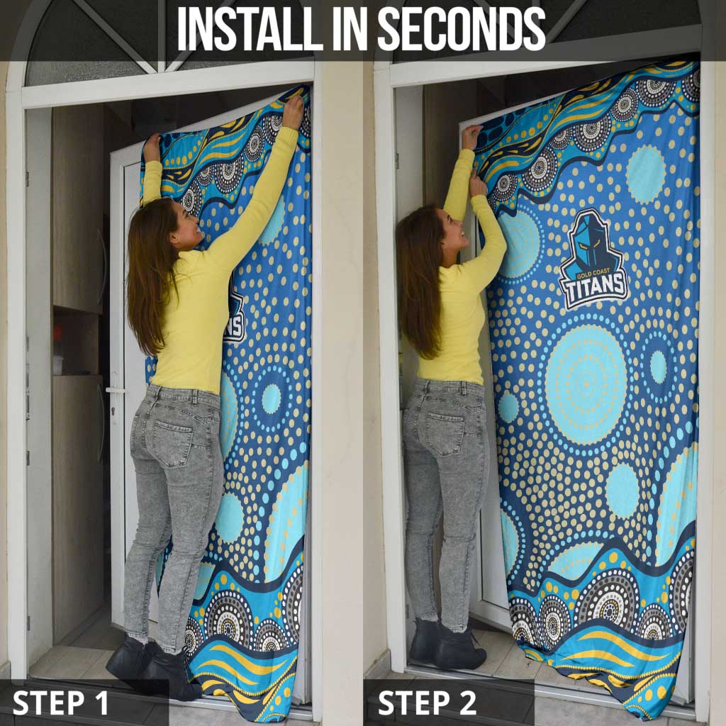 Gold Coast Titans Door Cover Aboriginal Dot Pattern - Rugby Mascot Heritage Pride