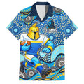 Gold Coast Titans Family Matching Mermaid Dress and Hawaiian Shirt Aboriginal Dot Pattern - Rugby Mascot Heritage Pride