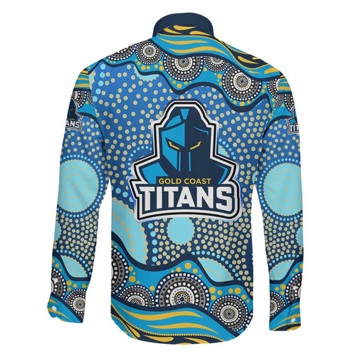 Gold Coast Titans Family Matching Mermaid Dress and Hawaiian Shirt Aboriginal Dot Pattern - Rugby Mascot Heritage Pride