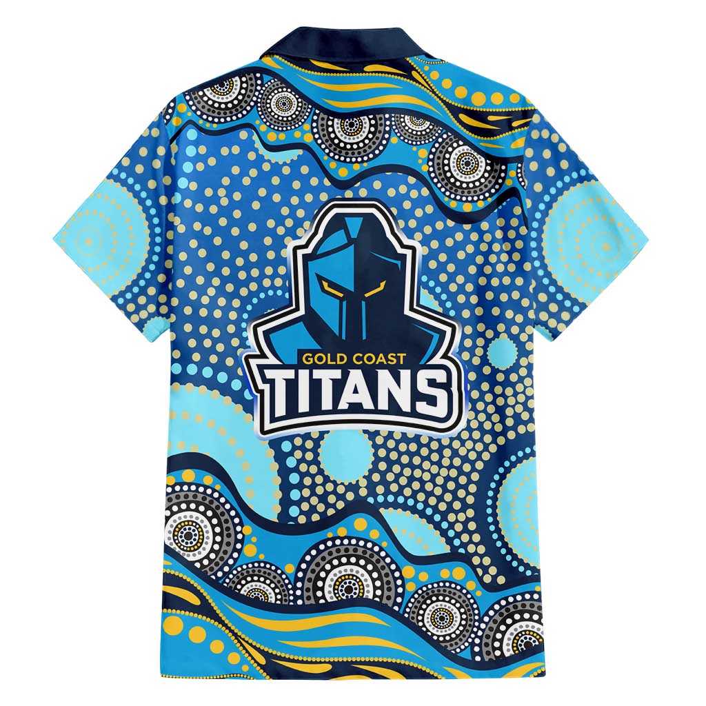 Gold Coast Titans Family Matching Off Shoulder Maxi Dress and Hawaiian Shirt Aboriginal Dot Pattern - Rugby Mascot Heritage Pride