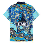 Gold Coast Titans Family Matching Off Shoulder Maxi Dress and Hawaiian Shirt Aboriginal Dot Pattern - Rugby Mascot Heritage Pride