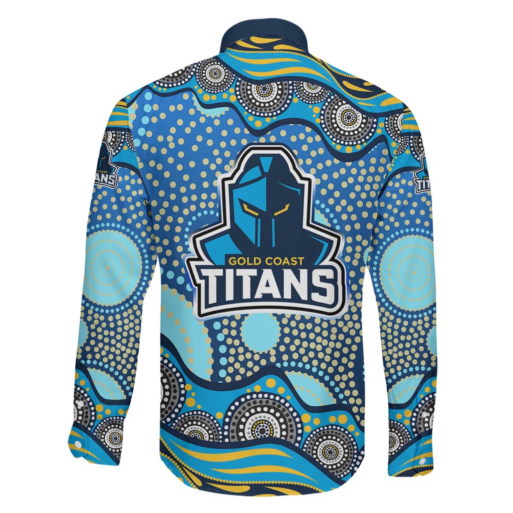 Gold Coast Titans Family Matching Summer Maxi Dress and Hawaiian Shirt Aboriginal Dot Pattern - Rugby Mascot Heritage Pride
