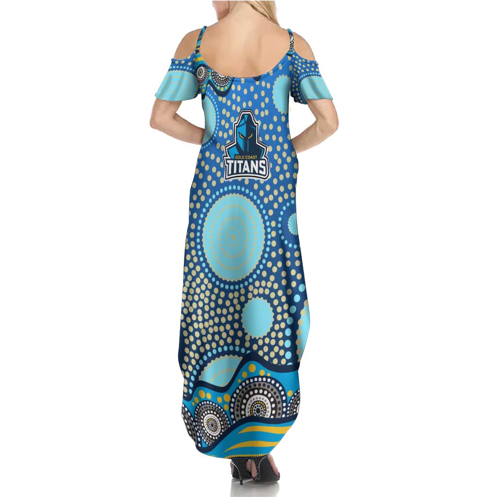 Gold Coast Titans Family Matching Summer Maxi Dress and Hawaiian Shirt Aboriginal Dot Pattern - Rugby Mascot Heritage Pride