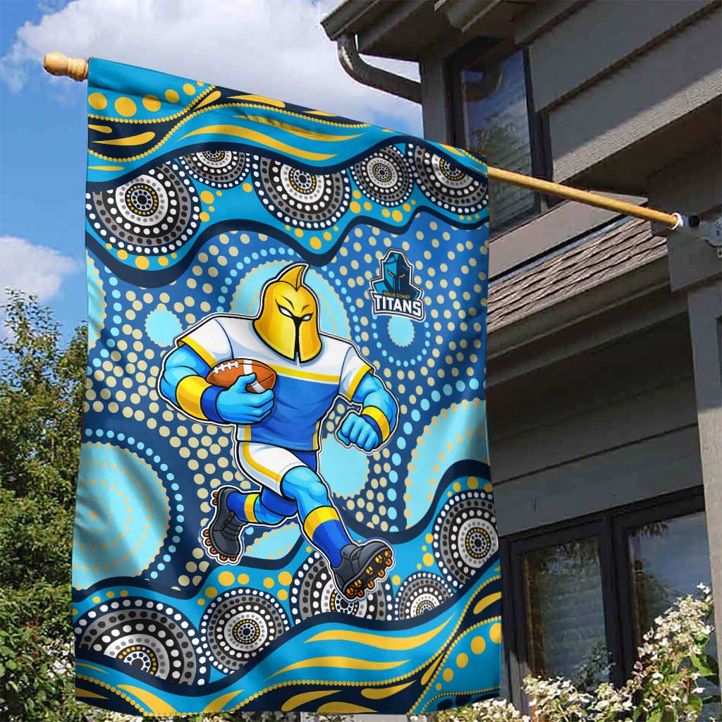 Gold Coast Titans Garden Flag Aboriginal Dot Pattern - Rugby Mascot Heritage Pride