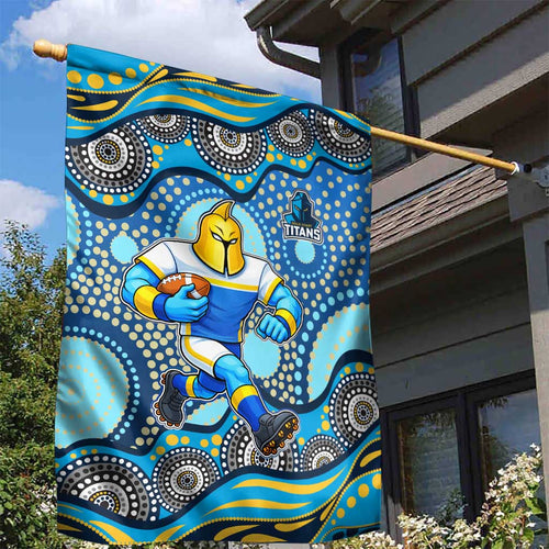 Gold Coast Titans Garden Flag Aboriginal Dot Pattern - Rugby Mascot Heritage Pride