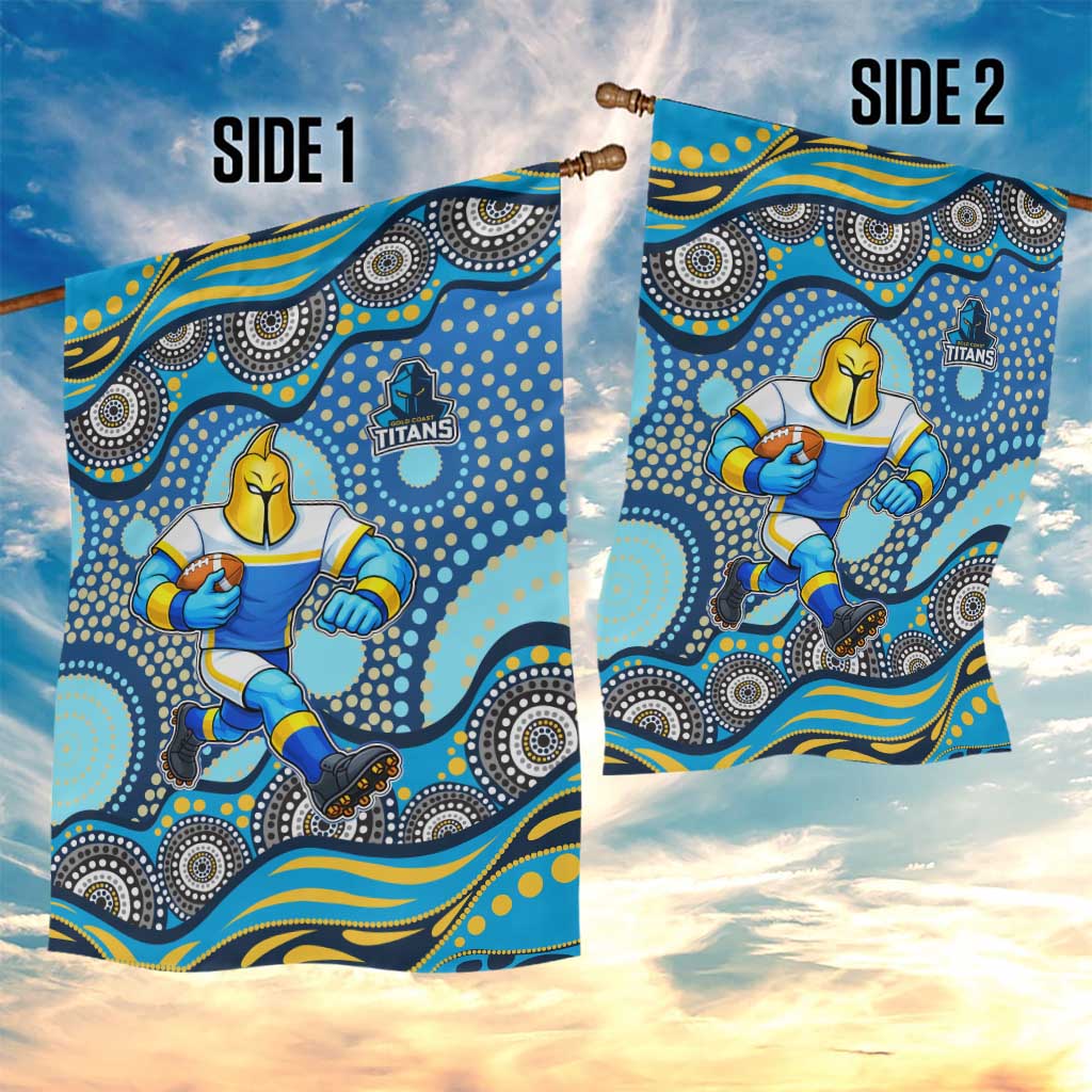 Gold Coast Titans Garden Flag Aboriginal Dot Pattern - Rugby Mascot Heritage Pride