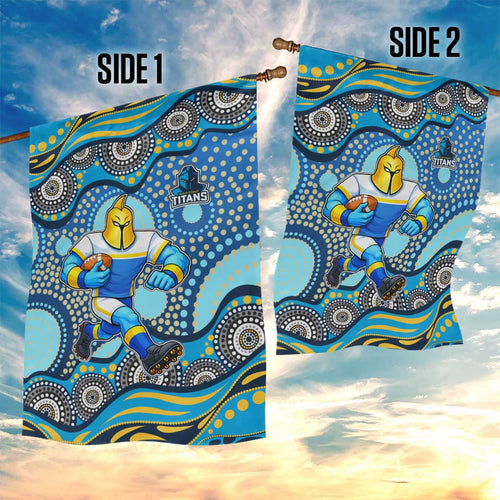 Gold Coast Titans Garden Flag Aboriginal Dot Pattern - Rugby Mascot Heritage Pride