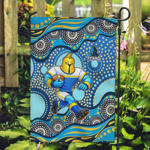 Gold Coast Titans Garden Flag Aboriginal Dot Pattern - Rugby Mascot Heritage Pride