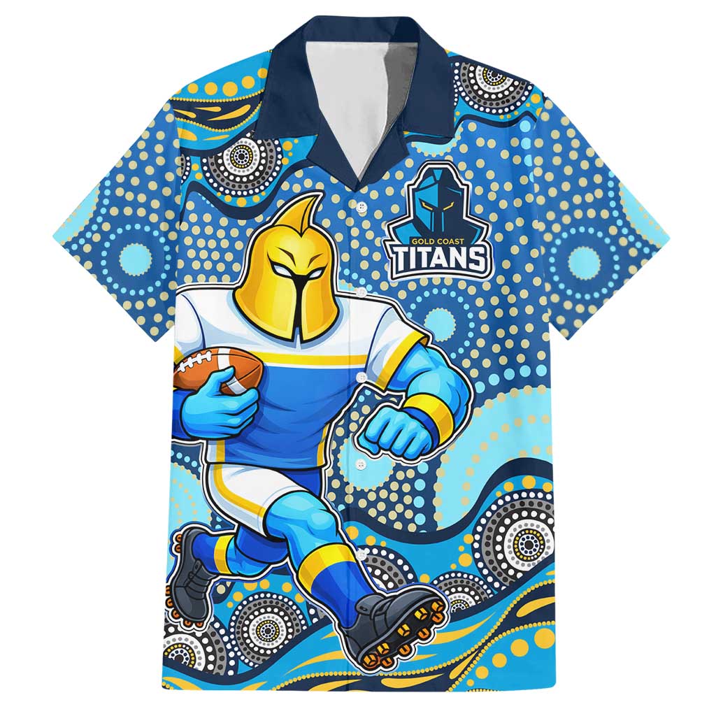 Gold Coast Titans Hawaiian Shirt Aboriginal Dot Pattern - Rugby Mascot Heritage Pride