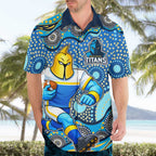 Gold Coast Titans Hawaiian Shirt Aboriginal Dot Pattern - Rugby Mascot Heritage Pride