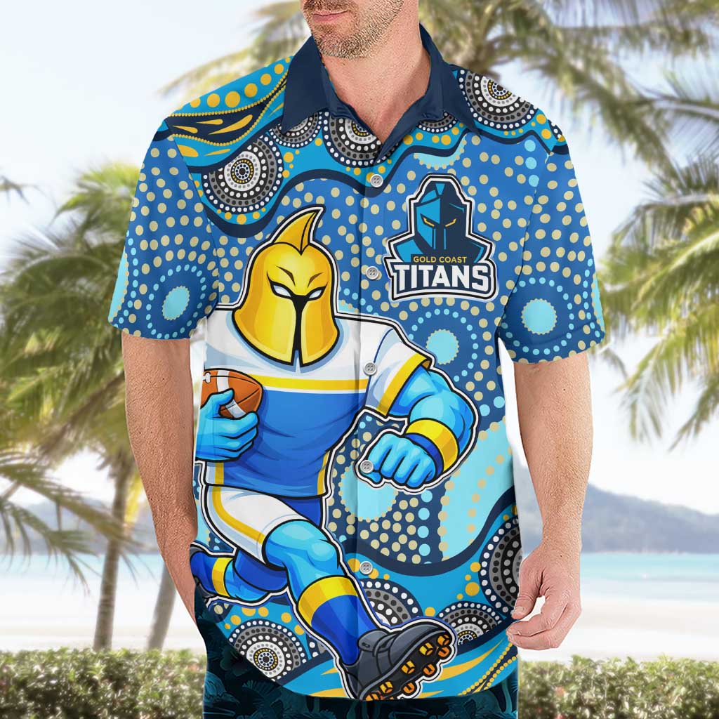 Gold Coast Titans Hawaiian Shirt Aboriginal Dot Pattern - Rugby Mascot Heritage Pride