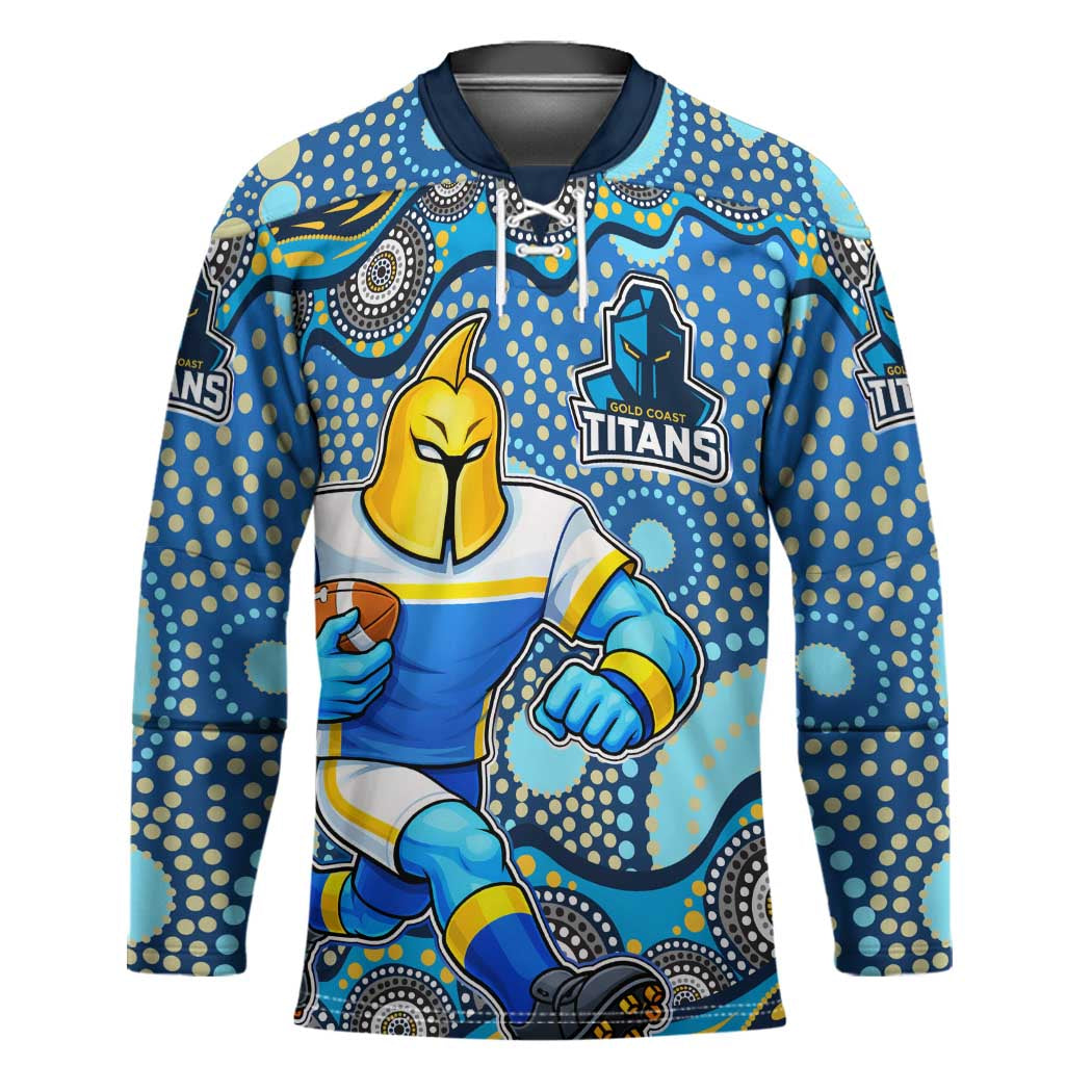 Gold Coast Titans Hockey Jersey Aboriginal Dot Pattern - Rugby Mascot Heritage Pride