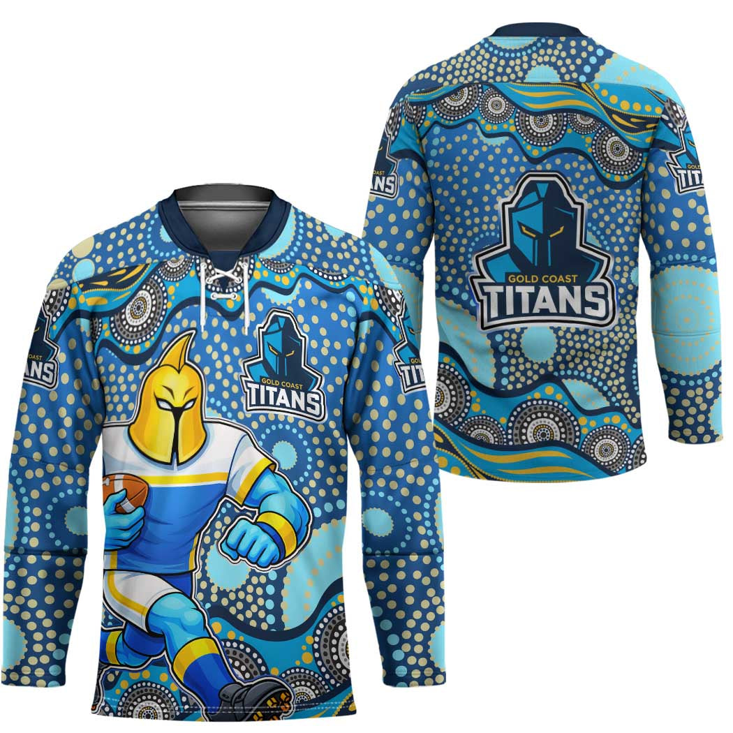 Gold Coast Titans Hockey Jersey Aboriginal Dot Pattern - Rugby Mascot Heritage Pride