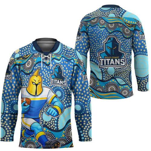 Gold Coast Titans Hockey Jersey Aboriginal Dot Pattern - Rugby Mascot Heritage Pride