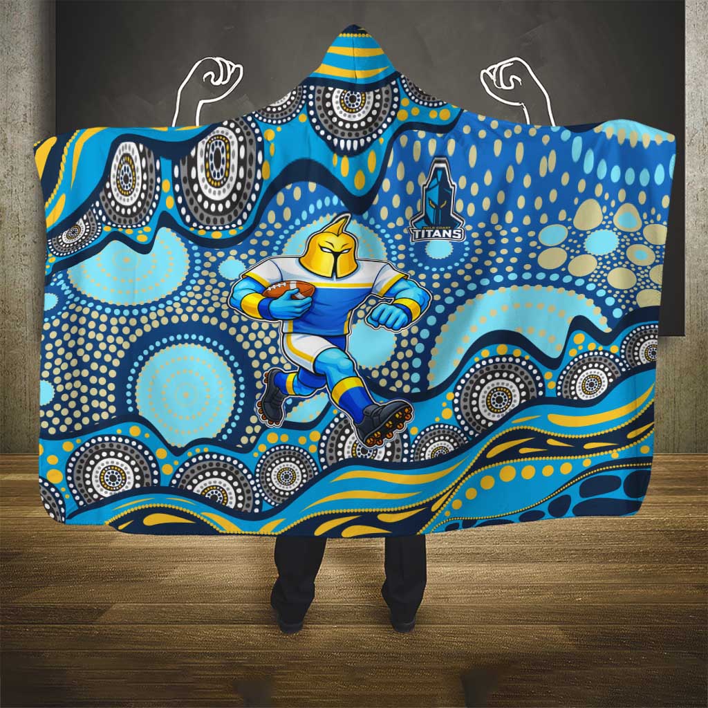 Gold Coast Titans Hooded Blanket Aboriginal Dot Pattern - Rugby Mascot Heritage Pride