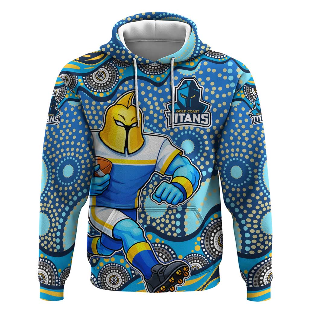 Gold Coast Titans Hoodie Aboriginal Dot Pattern - Rugby Mascot Heritage Pride