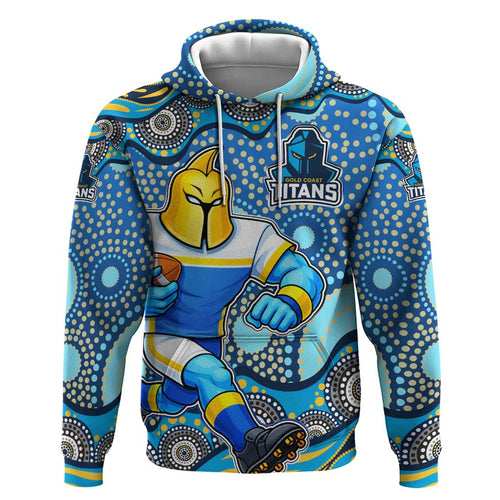 Gold Coast Titans Hoodie Aboriginal Dot Pattern - Rugby Mascot Heritage Pride