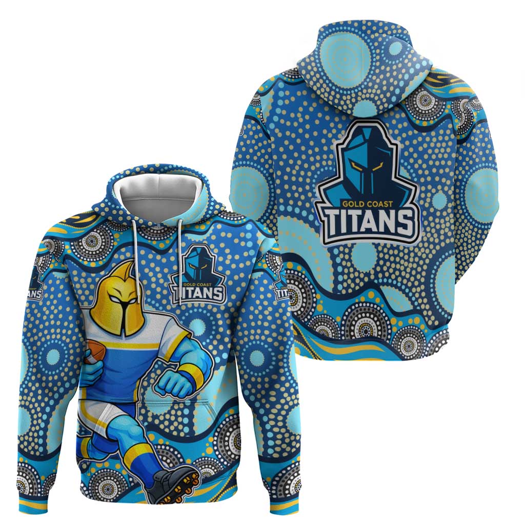 Gold Coast Titans Hoodie Aboriginal Dot Pattern - Rugby Mascot Heritage Pride