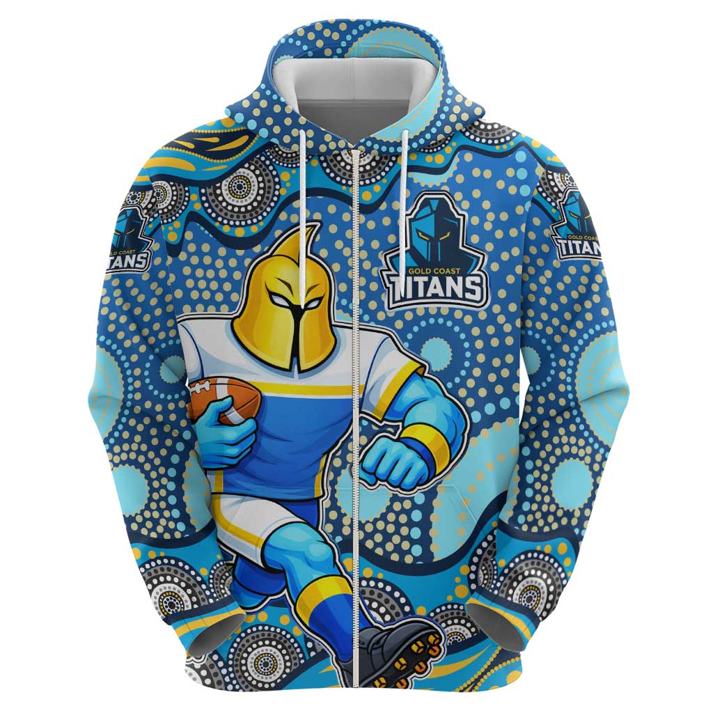 Gold Coast Titans Hoodie Aboriginal Dot Pattern - Rugby Mascot Heritage Pride