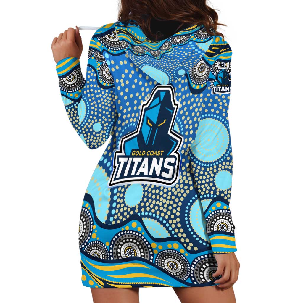 Gold Coast Titans Hoodie Dress Aboriginal Dot Pattern - Rugby Mascot Heritage Pride