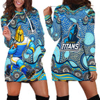 Gold Coast Titans Hoodie Dress Aboriginal Dot Pattern - Rugby Mascot Heritage Pride