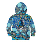 Gold Coast Titans Kid Hoodie Aboriginal Dot Pattern - Rugby Mascot Heritage Pride