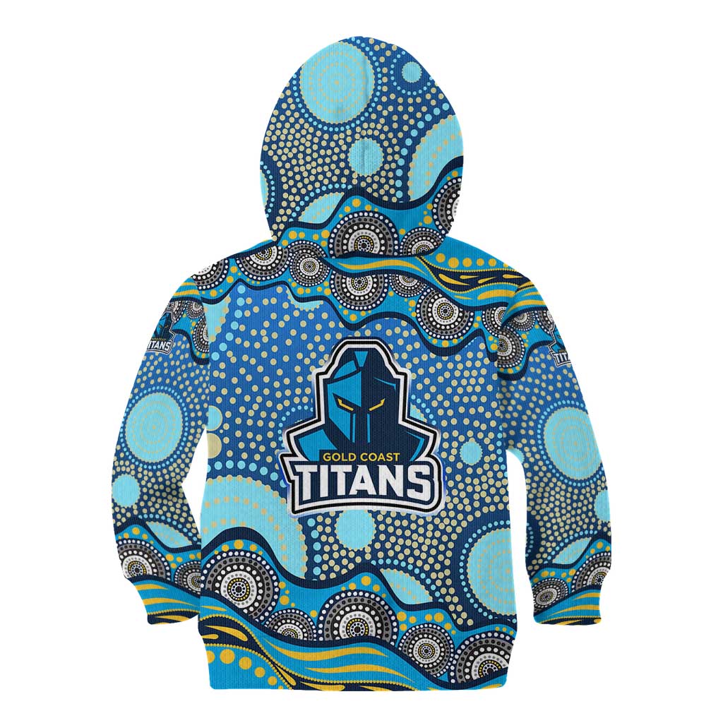 Gold Coast Titans Kid Hoodie Aboriginal Dot Pattern - Rugby Mascot Heritage Pride