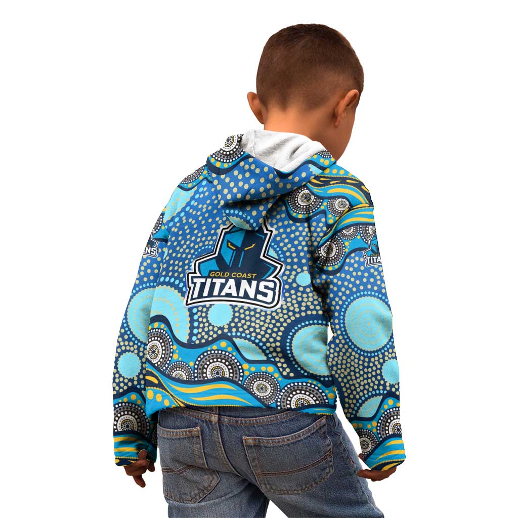 Gold Coast Titans Kid Hoodie Aboriginal Dot Pattern - Rugby Mascot Heritage Pride