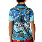 Gold Coast Titans Kid Polo Shirt Aboriginal Dot Pattern - Rugby Mascot Heritage Pride