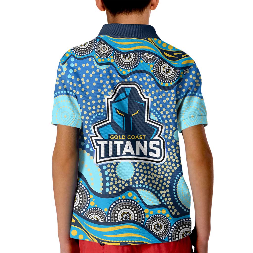 Gold Coast Titans Kid Polo Shirt Aboriginal Dot Pattern - Rugby Mascot Heritage Pride