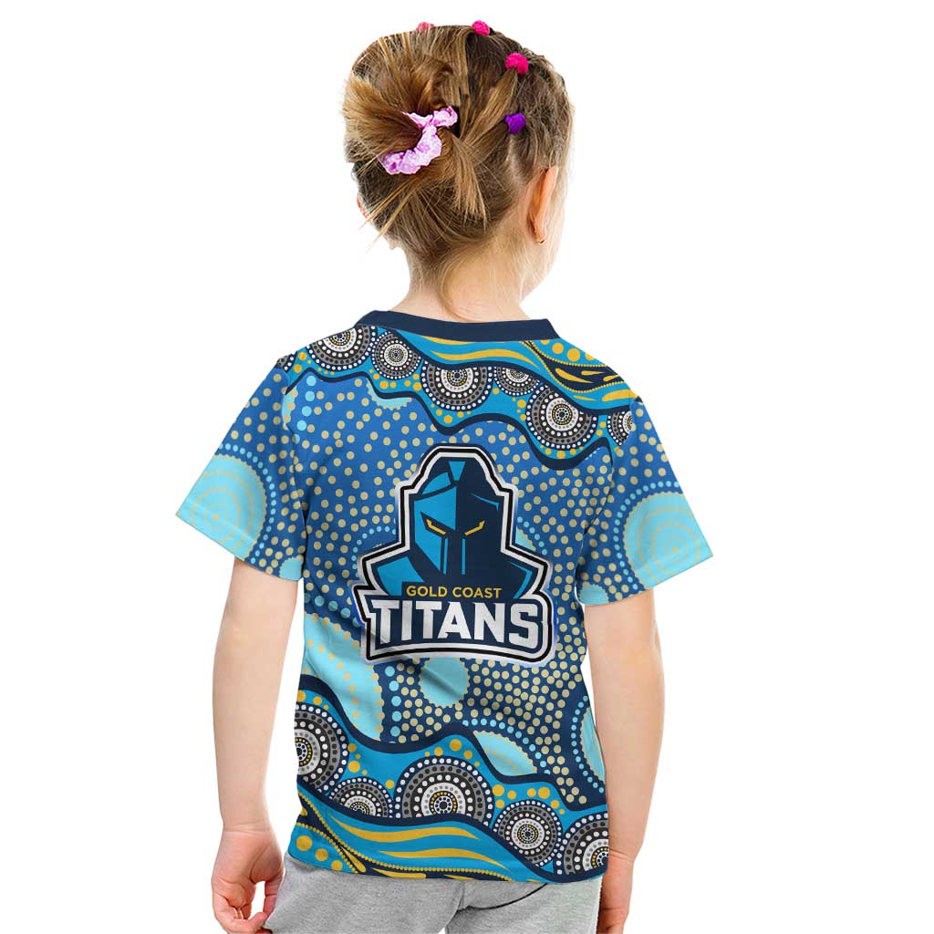 Gold Coast Titans Kid T Shirt Aboriginal Dot Pattern - Rugby Mascot Heritage Pride