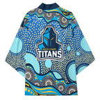 Gold Coast Titans Kimono Aboriginal Dot Pattern - Rugby Mascot Heritage Pride